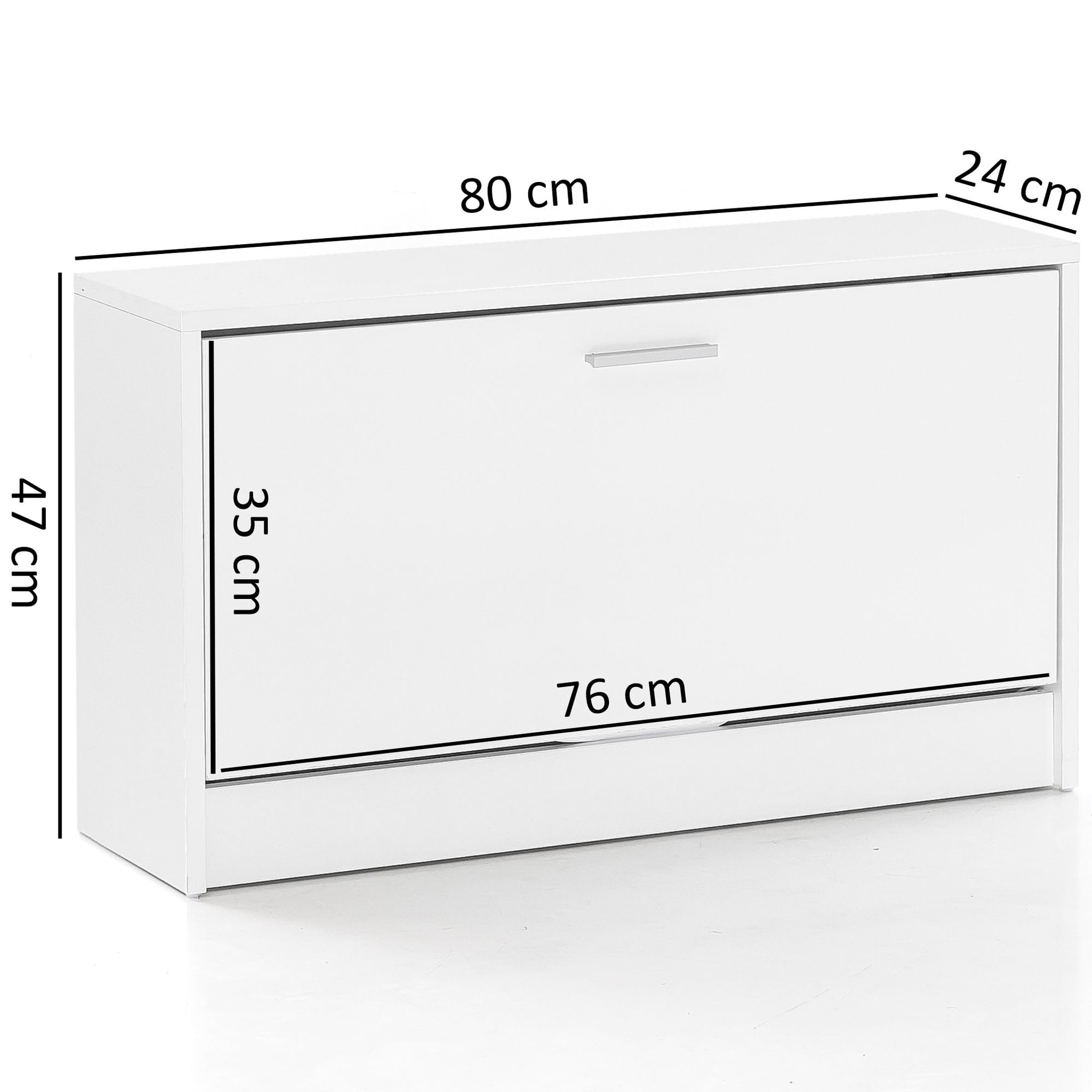 Wohnling Schuhbank Split mit Sitzfläche Weiß Schuhkipper Holz 80 x 47 x 24 cm, Flurbank klein geschlossen, Sitzbank schmal Flur mit Stauraum, Schuhschrank einzeln Garderobenbank Bank Flurmöbel