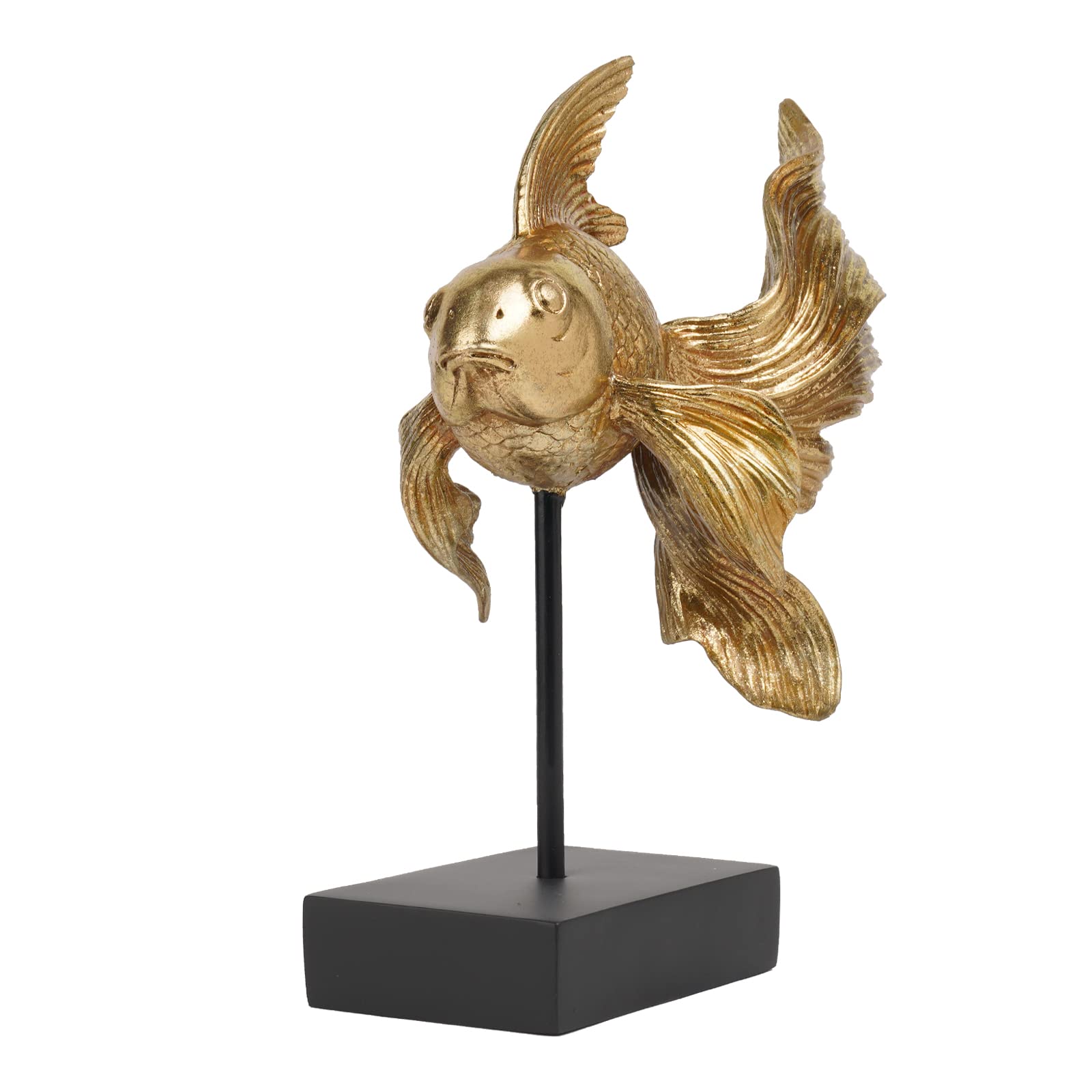 Guichifun Figura Coleccionable de Estatua de pez Dorado, decoración de Escultura Betta con Suerte, Riqueza, Figuras de Peces de Resina, Escultura de Estante de Oficina, decoración del hogar, Regalos