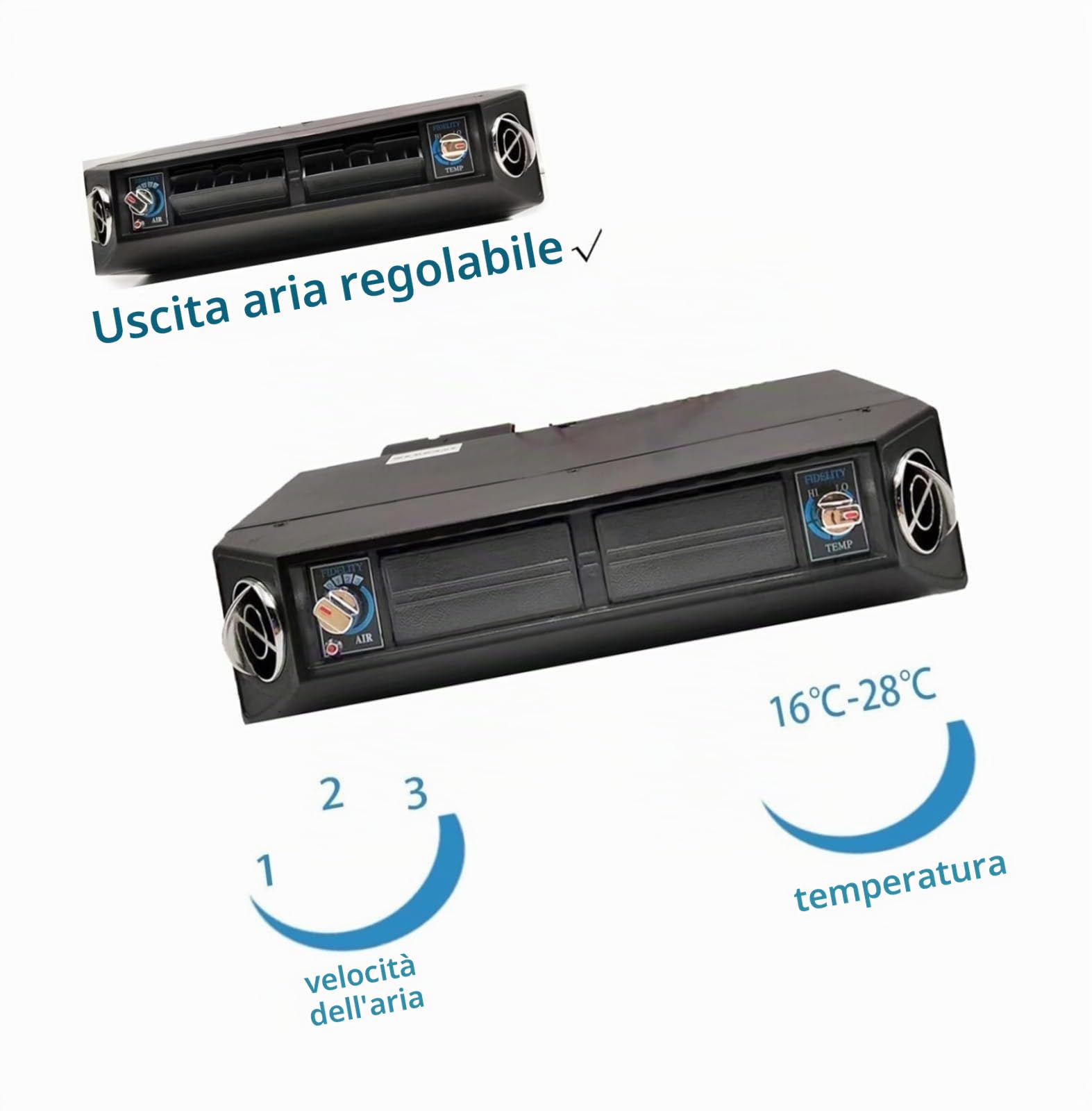 Kit Condizionatore d'aria elettrico da 12 V per furgone, camper, camion, barca e autobus - Sistema di raffreddamento universale sotto l'auto, efficiente installazione a 12 volt AC