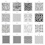 16 Pcs 5.5x5.5in Leopard Stencil Cheetah Stencil Animal Cow Print Stencils Animal Skin Print Stencil Reusable Painting Template Leopard Stencil for Cookie,Cake Decorating,DIY Project (Animal Prints)