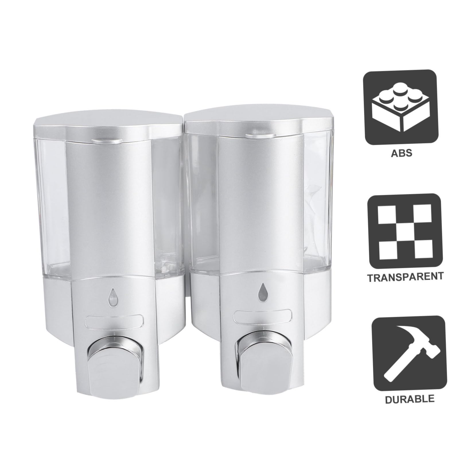 Dispensador de Jabón Espumoso de Montaje Pared Dispensador de Jabón Líquido de Plástico para Baño Ducha y Cocina Diseño Transparente y Antideslizante