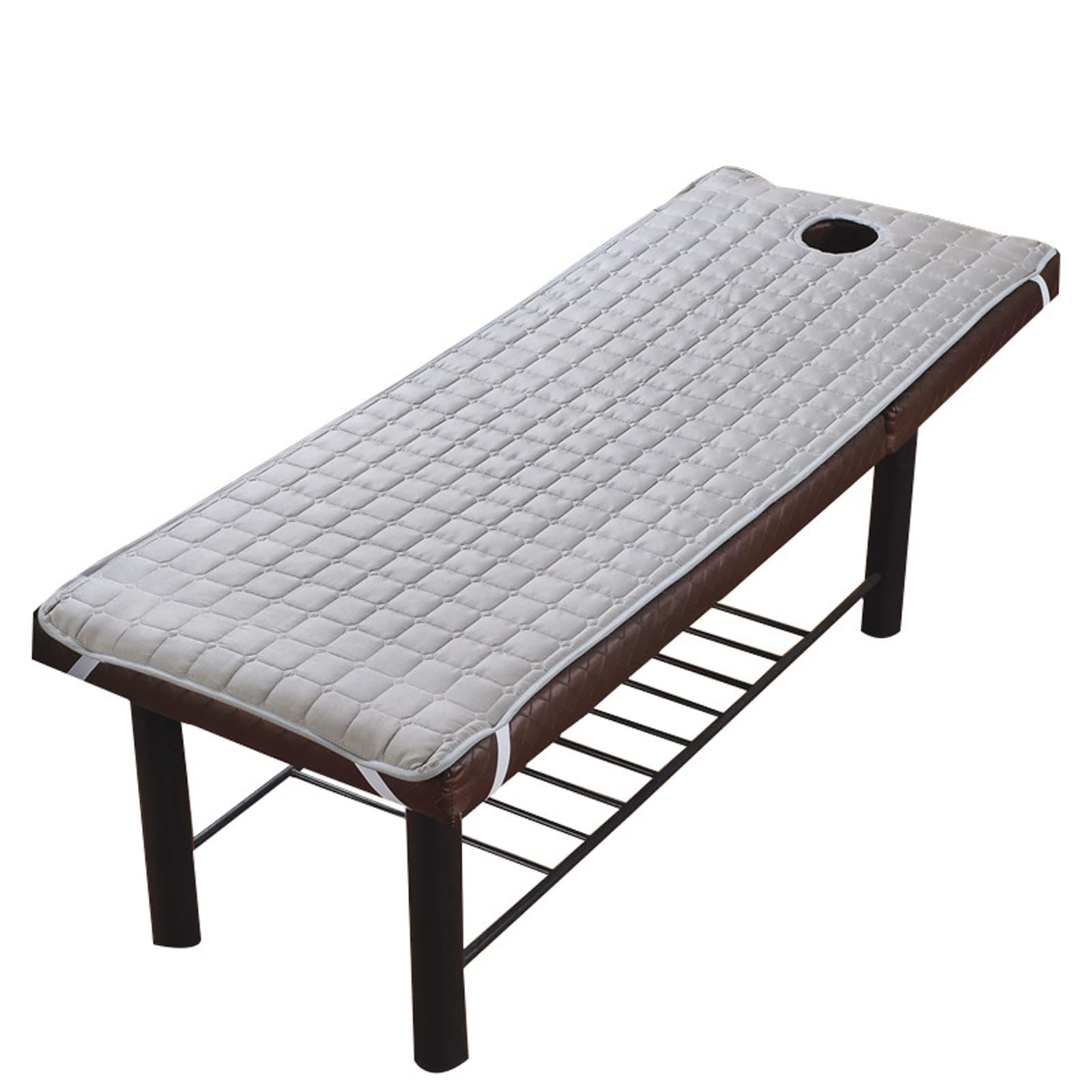 zalati Sábana de cama con agujero para respirar la cara, cojín de goma elástica de poliéster para masaje de belleza, tratamiento de spa, 190 x 70 cm, color gris claro