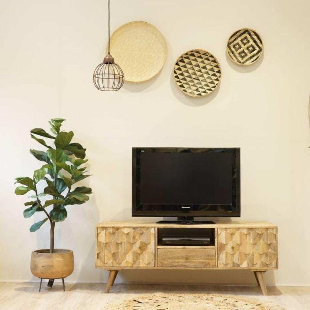 Fusion Furniture Mango Wood Large Media Unit | TV Unit for Living Room | Media Console | TV Stand