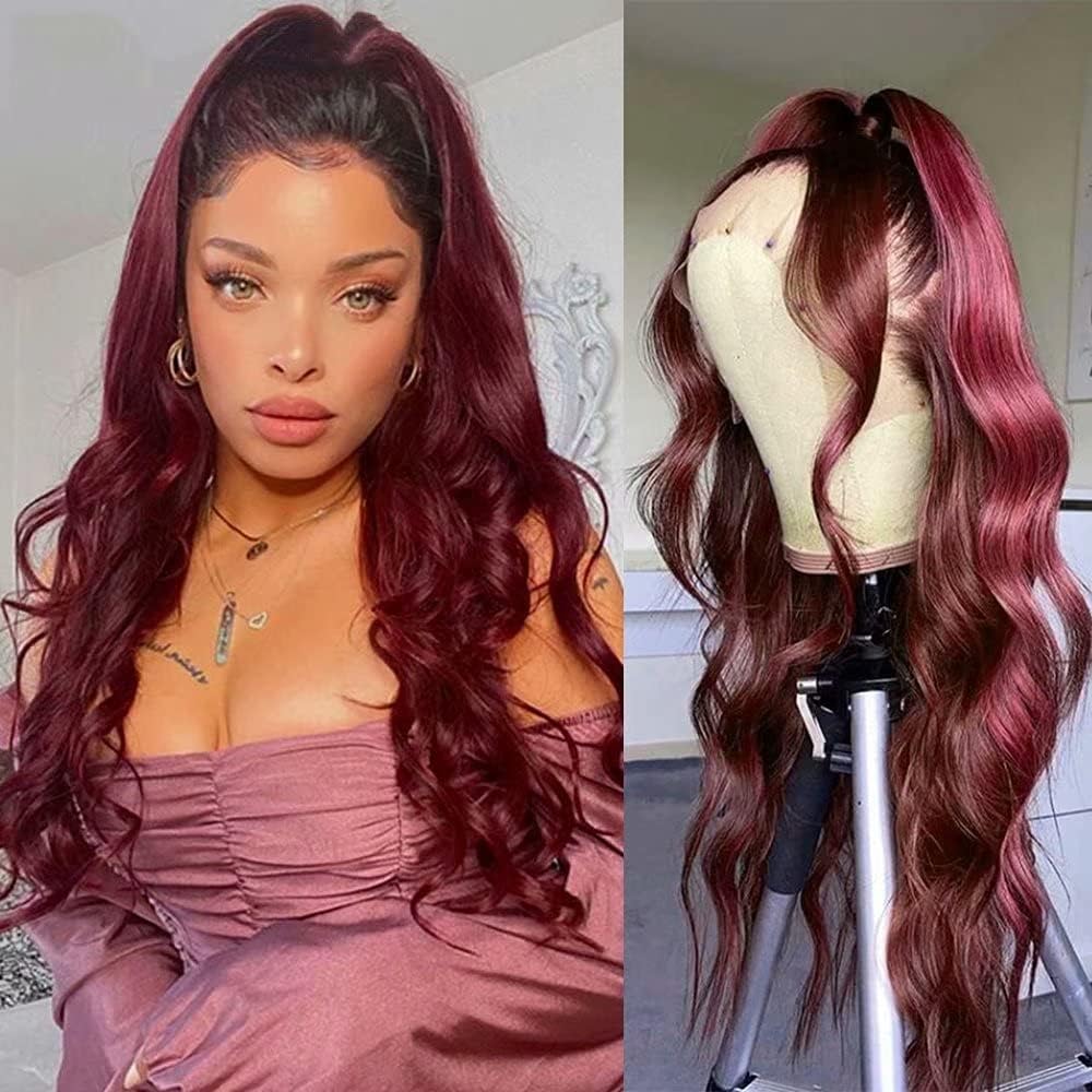 wigs for white women, es Burgundy Wig Human Hair Pre