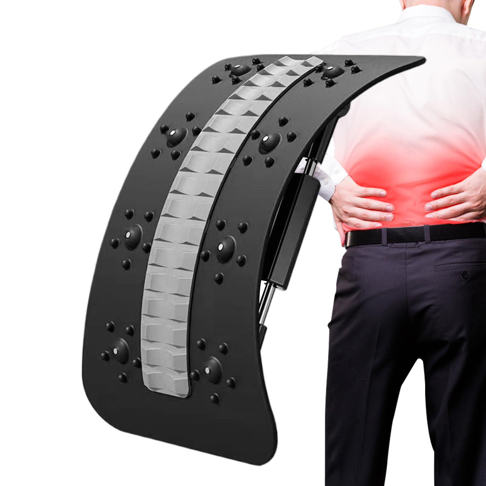 Back Stretcher, Lumbar Support Device, Spine Board, 14,57 x 8,46 pollici, Regolabile massaggiatore per correction Workout Recovery Sleep Yoga Car Bed Pilates Studio Travel Use