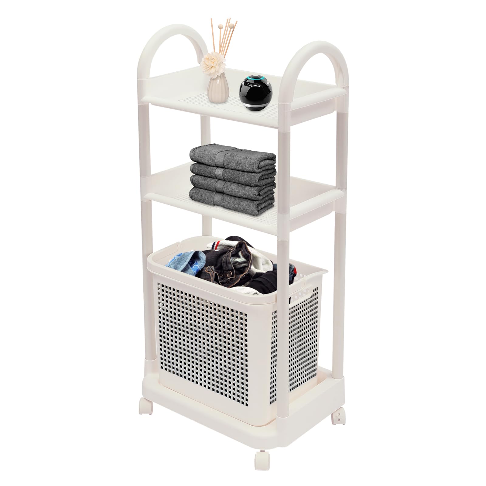 Plank Keuken Verplaatsbare Trolleys Rollende Wassorteerder Trolley Wasmand Op Wielen Mand Met Afneembare Zakken Zware Wasserij Waswagen Voor Restaurant Hotel, Totale Capaciteit 90L/Beig (Beige Plank Keuken Verplaatsbare Trolleys Rollende Wassorteerder Trolley Wasmand Op Wielen Mand Met Afneembare Zakken Zware Wasserij Waswagen Voor Restaurant Hotel, Totale Capaciteit 90L/Beig (Beige