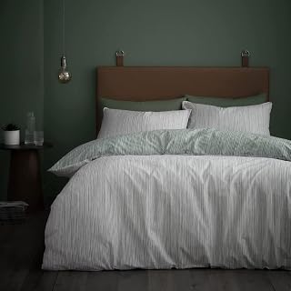 CONTENT BY TERENCE CONRAN Bedding Rupert Stripe 200 Thread Count Cotton Super King Duvet Cover Set with Pillowcases Green