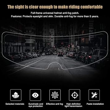 Kyrotech Motosiklet Kaskı Yağmur Kaydırıcı Film, Anti Sis ve Su Geçirmez Koruyucu, Evrensel Uyumlu Tam, Yarım, Açık Kask Vizör Filmi, Şeffaf, Kolay Kurulum Aksesuarı