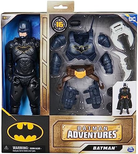 DC Comics, Batman Adventures, Batman Action Figure with 16 Armor Accessories, 17 Points of Articulation, 12-inch, Super Hero Kids Toy for Boys & Girls 2