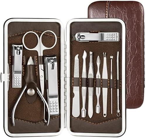 SERDAS Kit profesional de cortaúñas, kit de pedicura, herramientas de corte de uñas con estuche de viaje lujoso, tijeras de manicura y maquillaje