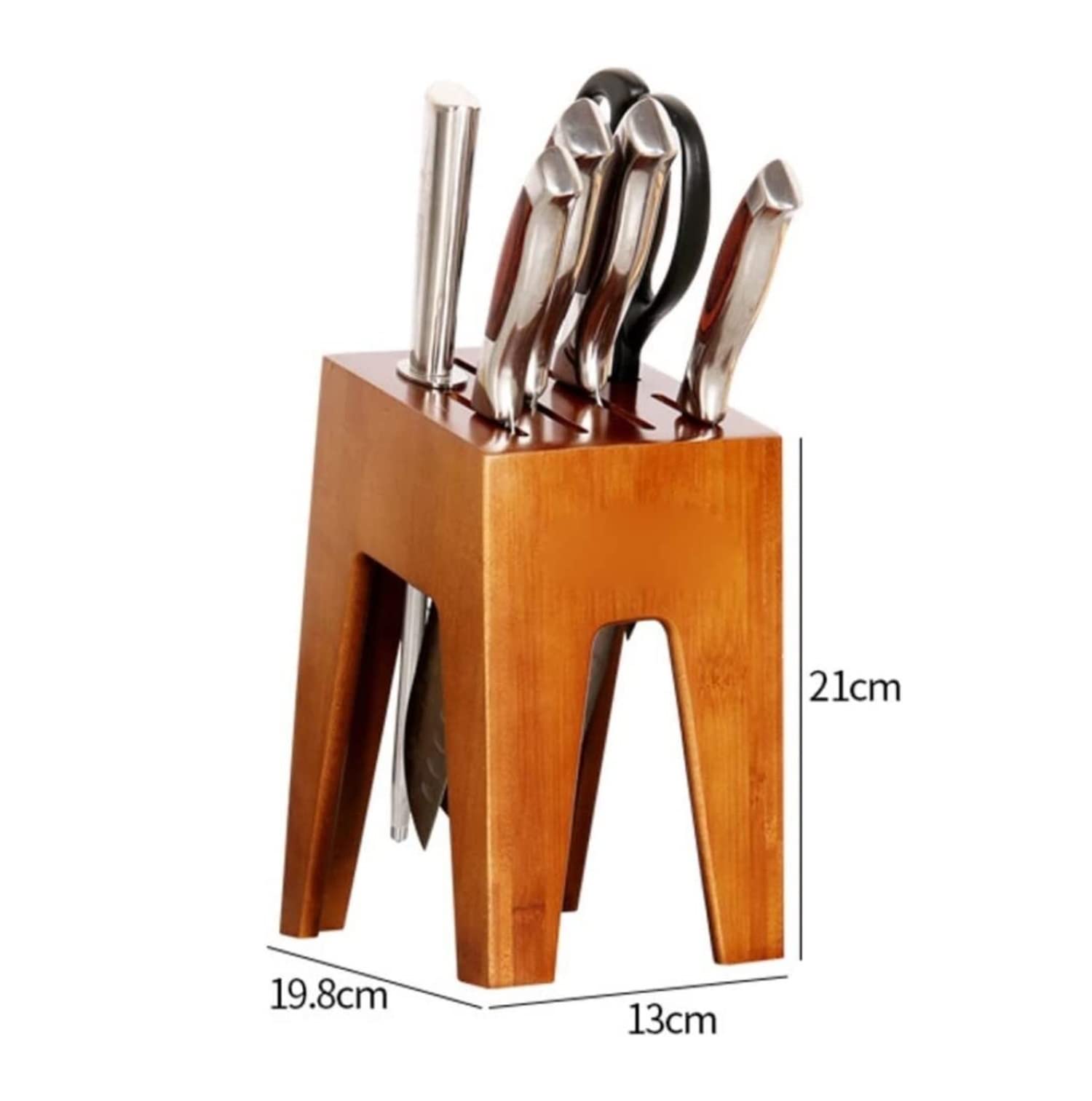 Messerblock Messerhalter Messerhalter Aus Holz Messerhalter Küchenbedarf Regal Lagerregal Massivholz Messerhalter Haushalt Messerblock Ohne Messer (Color : Brown, Size : 13 * 19.8 * 21cm)