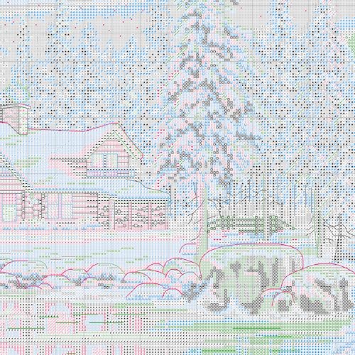 Image of Dimensions Gold Collection Counted Cross Stitch Kit, Aurora Cabin, 16 Count Dove Grey Aida, 16'' x 12''