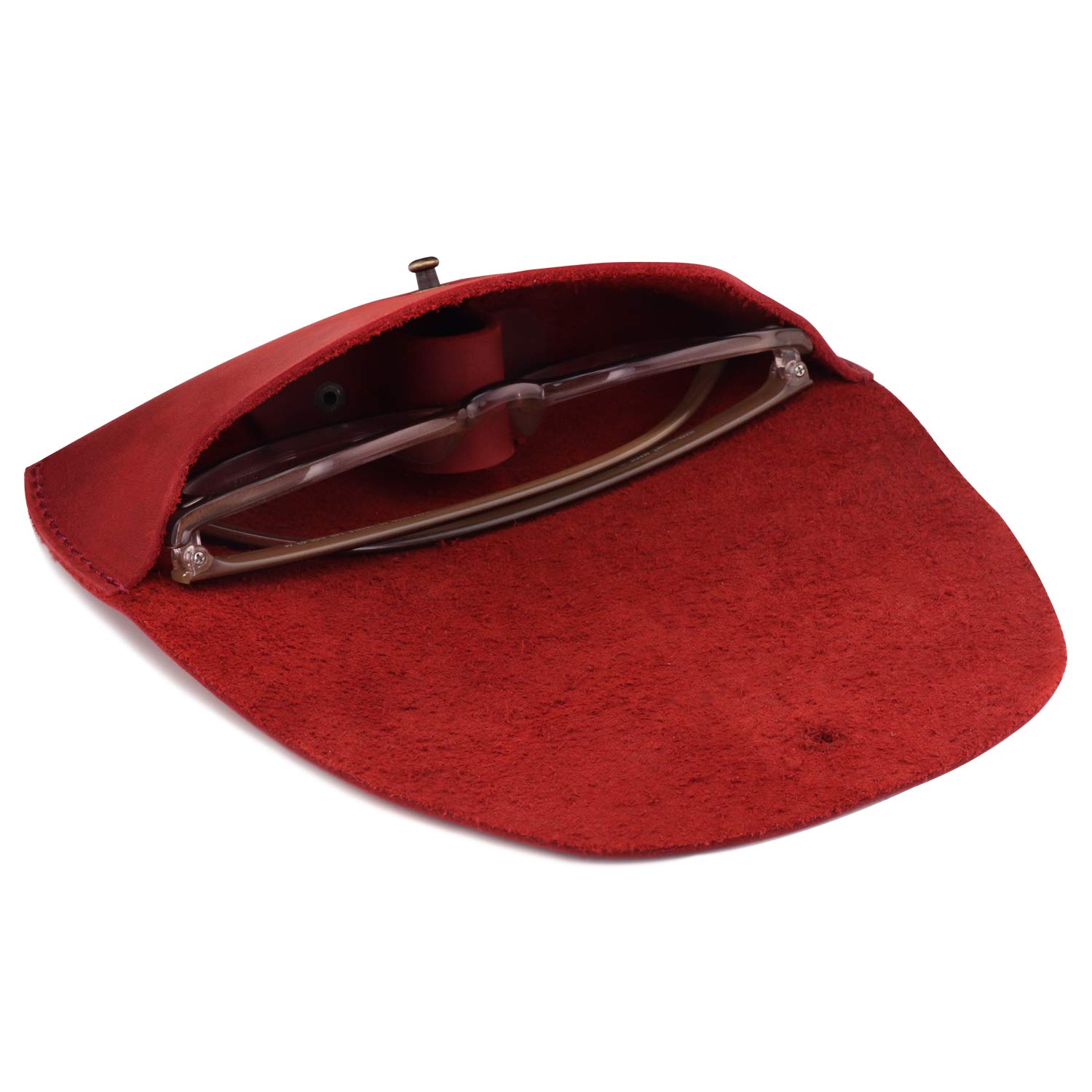 LONDO Genuine Leather Eyeglass Case with Button Closure