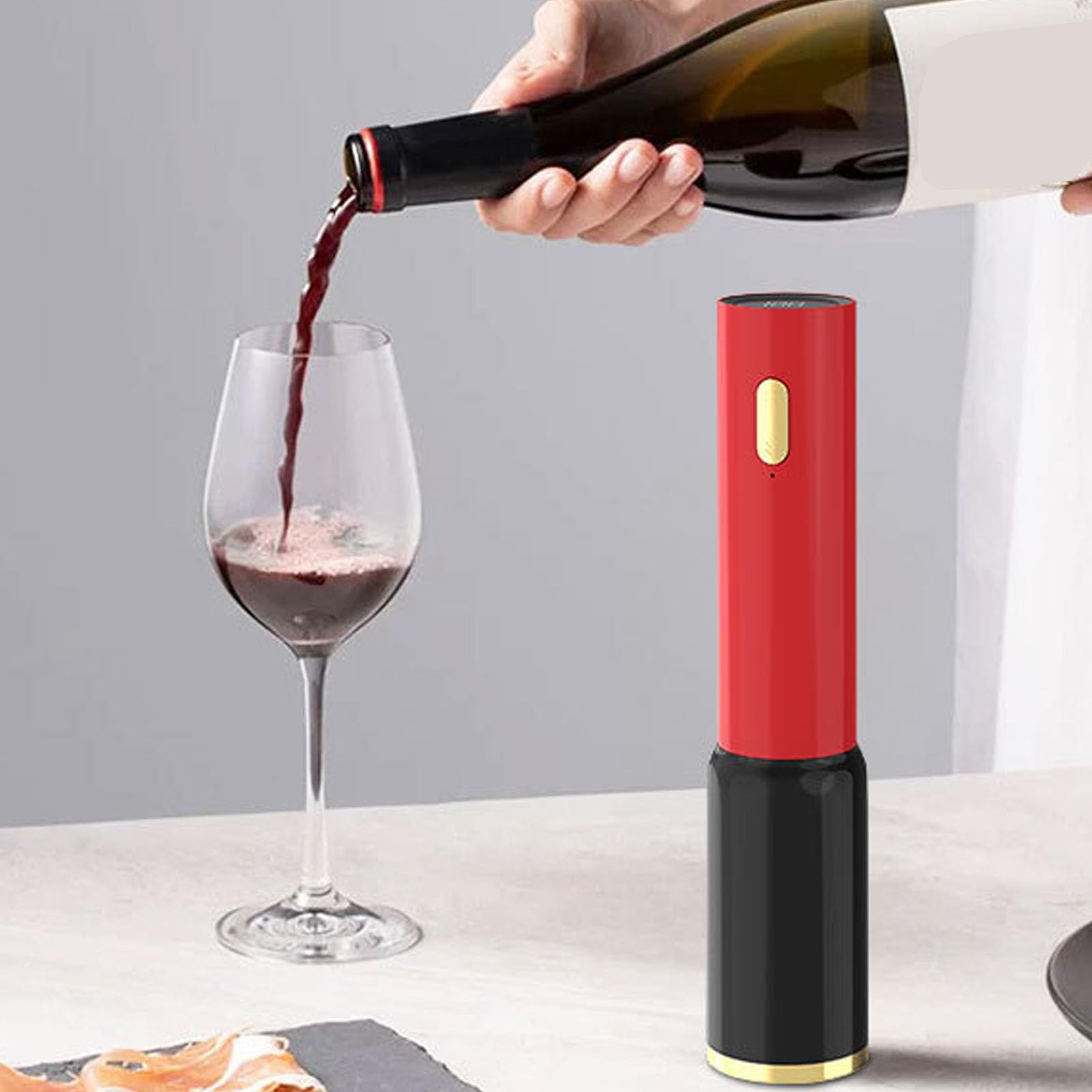 Jiawu Apribottiglie Elettrico, Apribottiglie Automatico per Bottiglie di Vino con Tagliacapsule, 1000mAh Ricaricabile con Pulsante per Rimuovere Cavatappi per Domestica, Feste