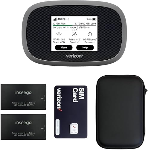 Verizon Wireless Jetpack Inseego MiFi 8800L | Unlocked Mobile Hotspot for Travel | 4G Mobile Portable WiFi | LTE Cat18 Up to 1 Gbps | Usage Up to 24 Hours | EVDO-LINK Bundle - Verizon Sim Card - Premium