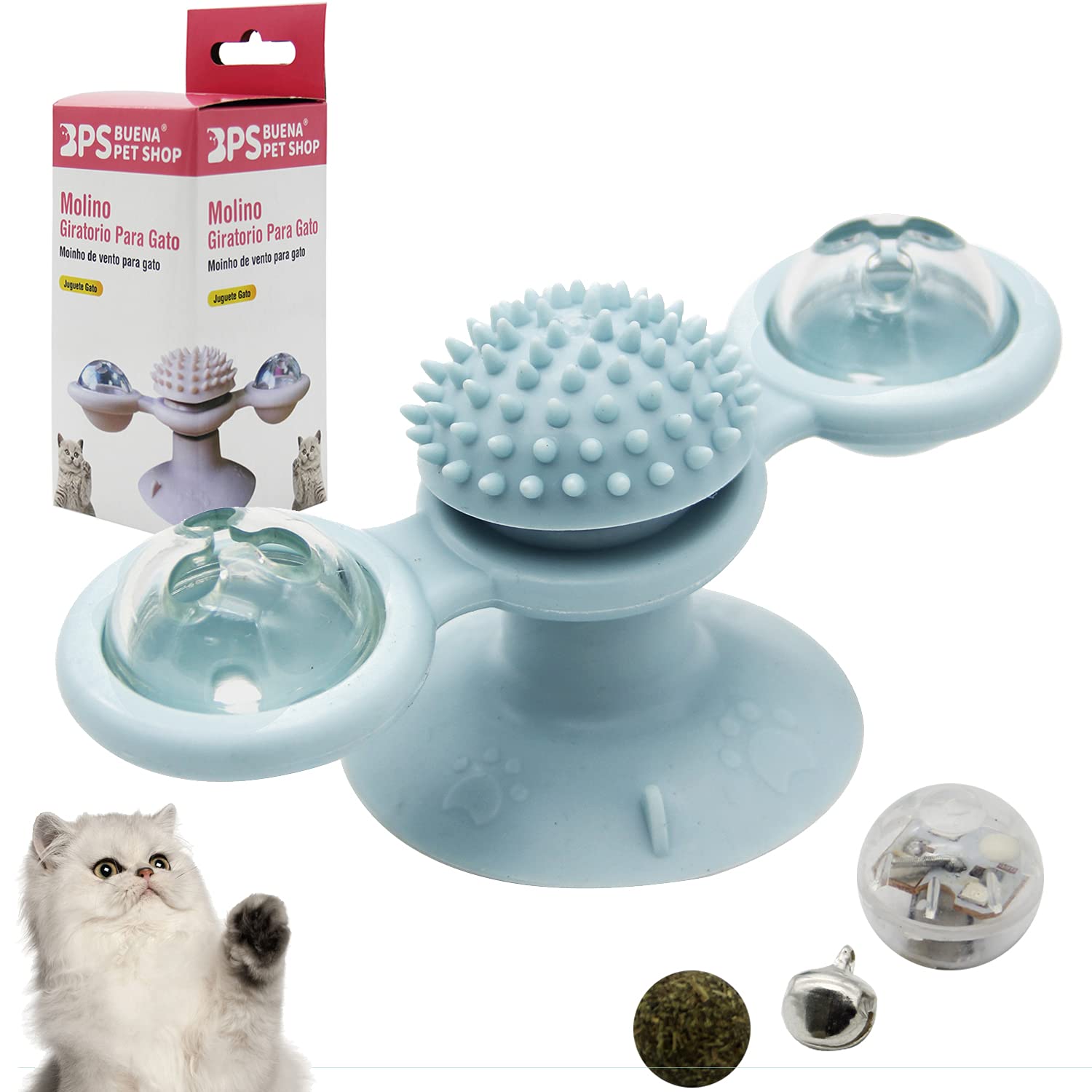 BPS Juguete Gato Molinillo de Viento Juguete Giratorio Interactivo para Gatos Interactivo para Cosquillas y Limpieza de Dientes BPS-10510