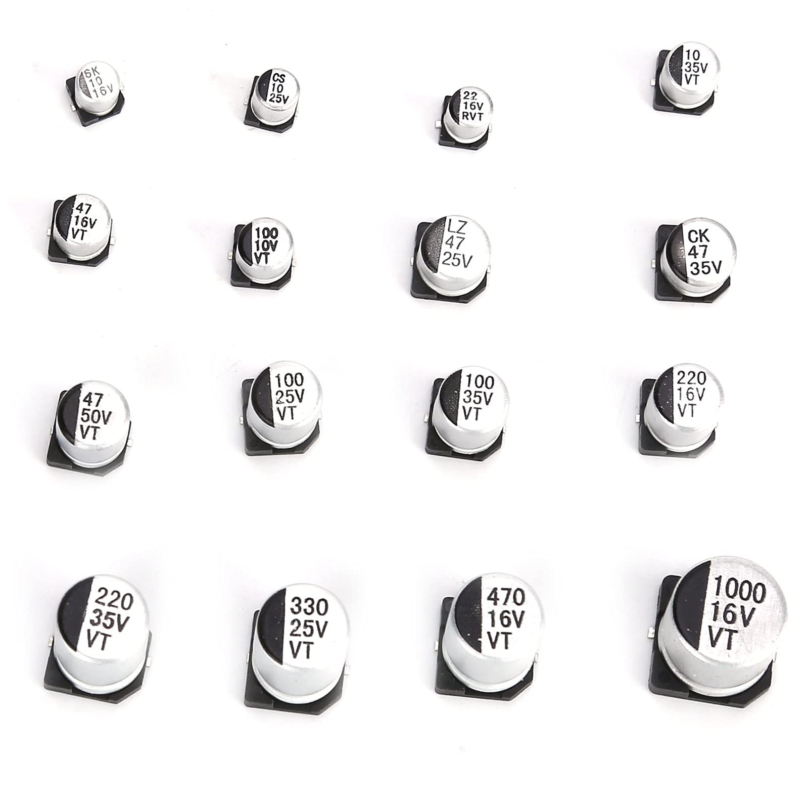Kit de condensador electrolítico SMD, 24 valores, accesorio de bricolaje de aluminio, 6,3 V-50 V