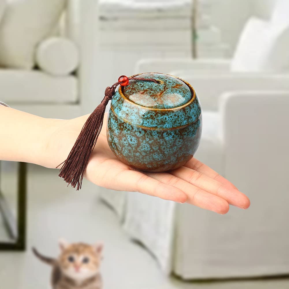 Urna Ricordo in Ceramica, Mini Urna per Ceneri Umane, Cremazione e Sepoltura per Animali Domestici, Adulti, Cani e Gatti - Ricordo Funerale