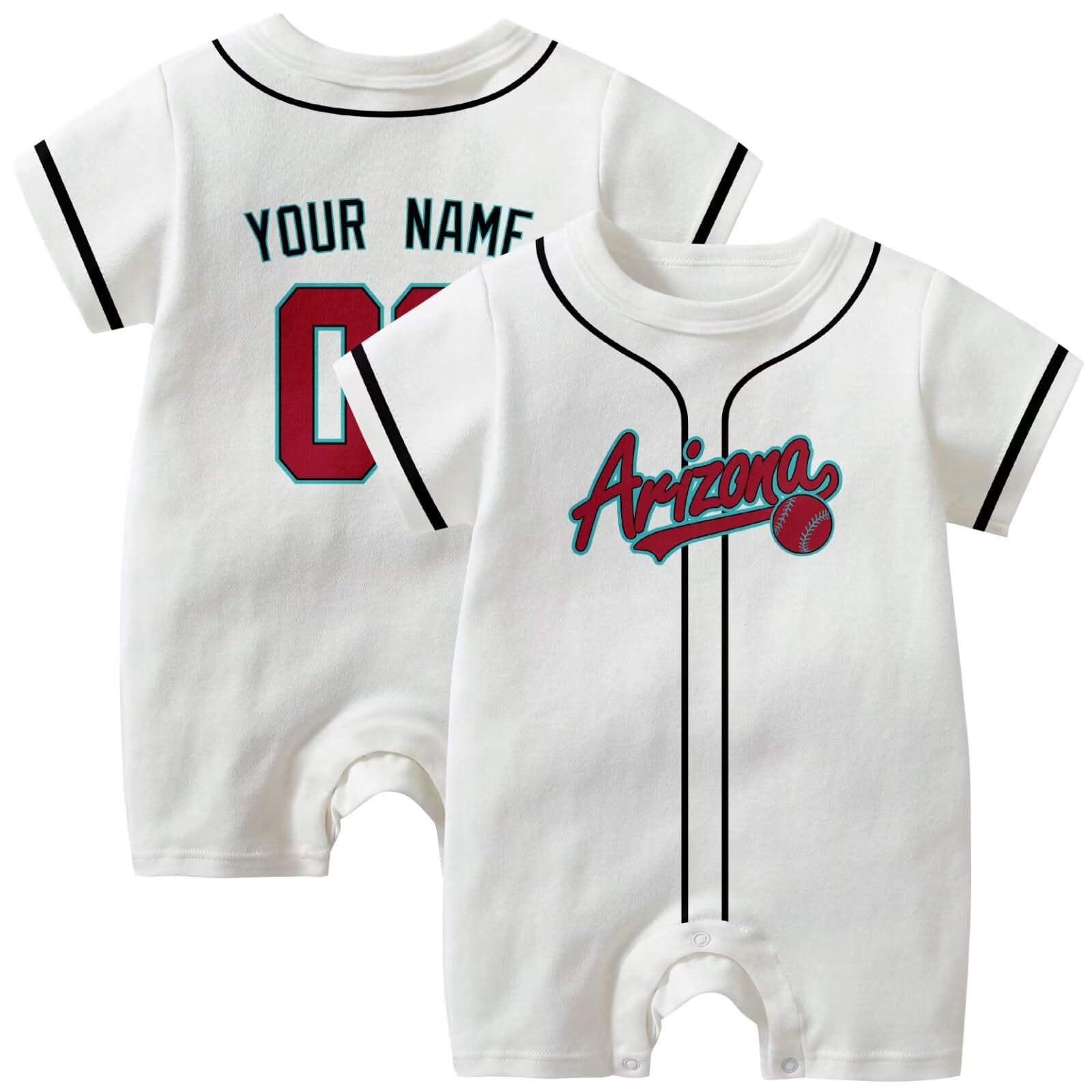 KREDE Baby Clothes Unisex White Bodysuit Rompers Custom Name Number for Baby Boys