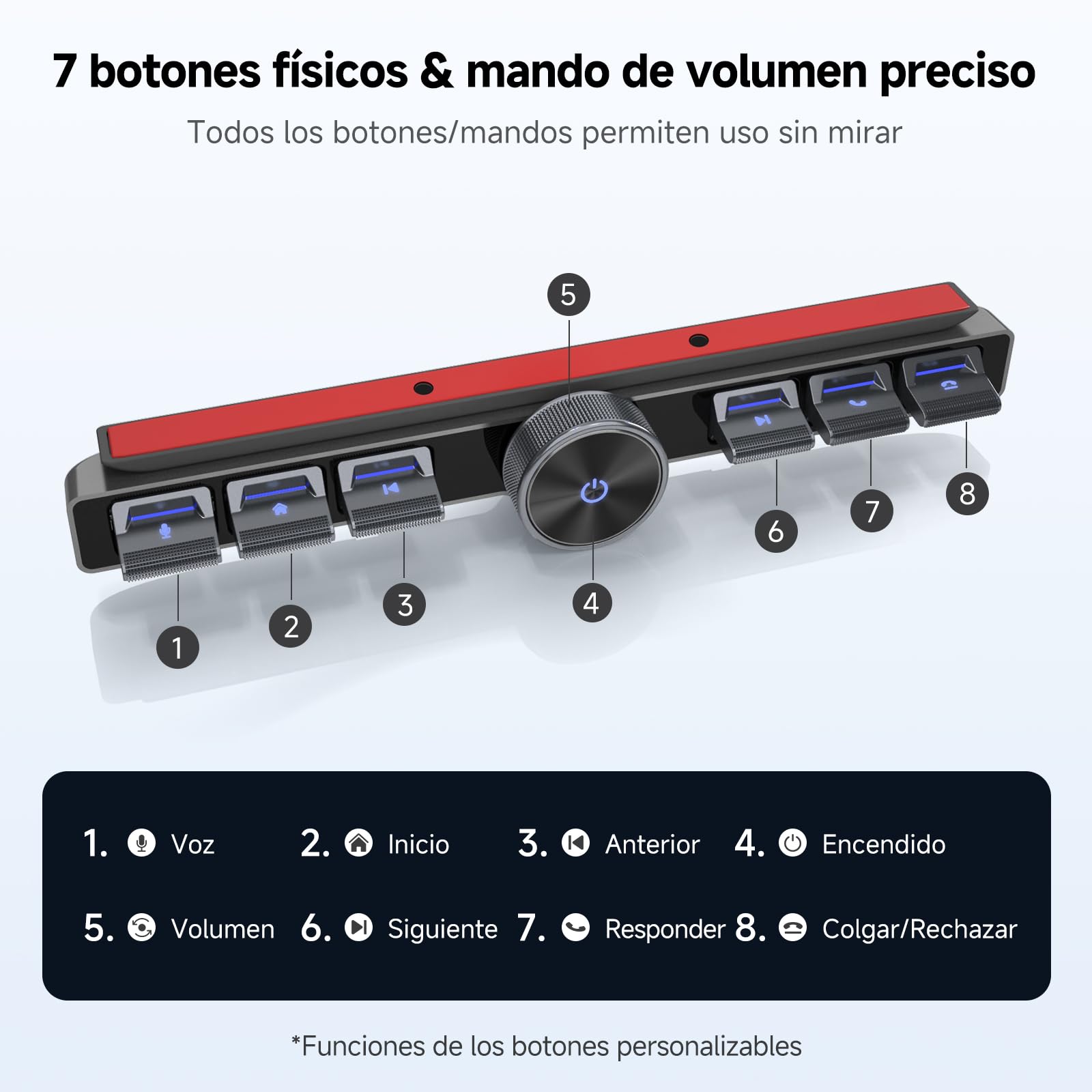 ATOTOZONE AC-44F20 Mando Inalámbrico Con Teclas Retroiluminadas,Montaje Flexible,Botón Personalizable,Para A6,A5L,S8 (excepto S8 PN),X10,V10,F7 Y La Mayoría De Otras Marcas Que Admiten Aprendizaje SWC