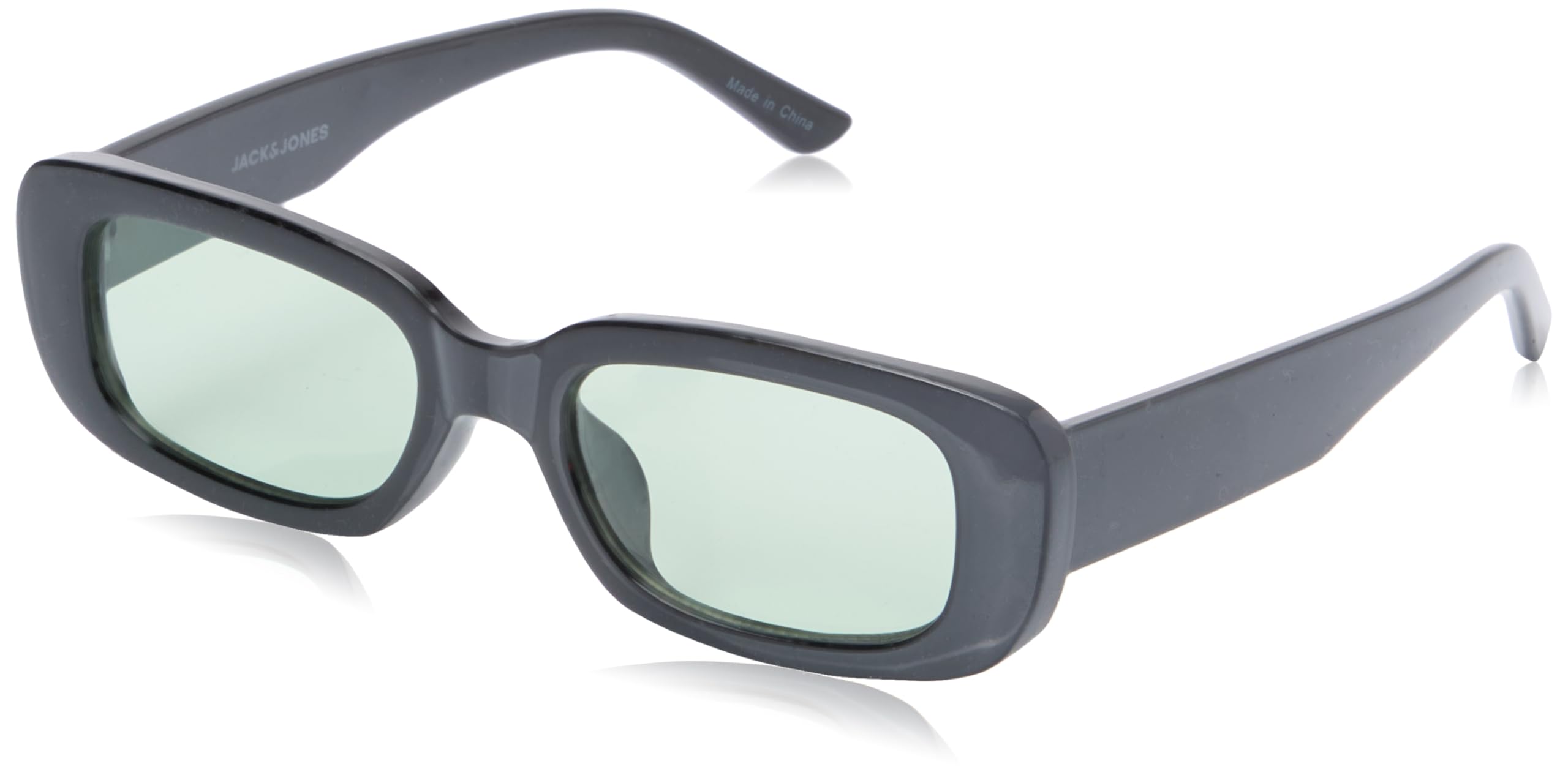 JACK & JONES Jacabel Sunglasses męskie okulary przeciwsłoneczne, Czarny/szczegóły: zielone soczewki, jeden rozmiar