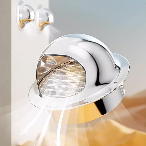 KDDEON 304 Stainless Steel Ventilation Chimney Cowl,Exhaust Pipe Chimney Rain Cap,Anti Downdraught Vent Cap,Rain Louver Cap with Screen