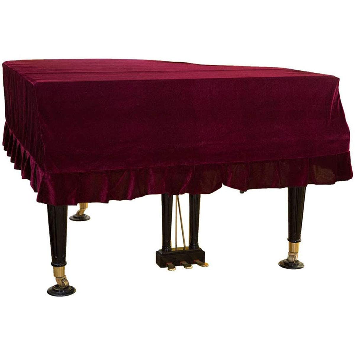 Pevfeciy Piano Cover Grand Piano Cover Colorfast Piano Dust Tight Decorated Cover, Soft with Folded Hem Comfortable Thickening Dust Cover for Grand Piano,Weinrot,150~160cm