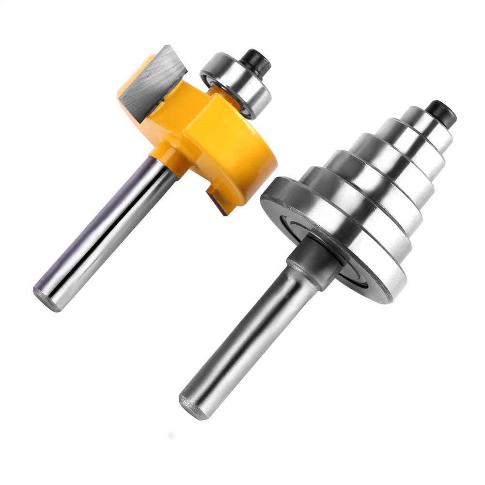 Fresa Ranurar con Rodamientos, Set de 7 Brocas de Carpintería para Madera MDF, Contrachapada y Tableros, Ranura de 1/4", 3/8" y 1/2", Vástago de 1/4" para Router Portátil y de Mesa