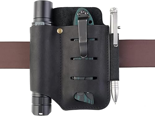 Miniatura 6 de VIPERADE PJ15 Funda multiherramienta para cinturón, funda de cuero EDC, funda de linterna de cuero, organizador de cinturón EDC, organizador de