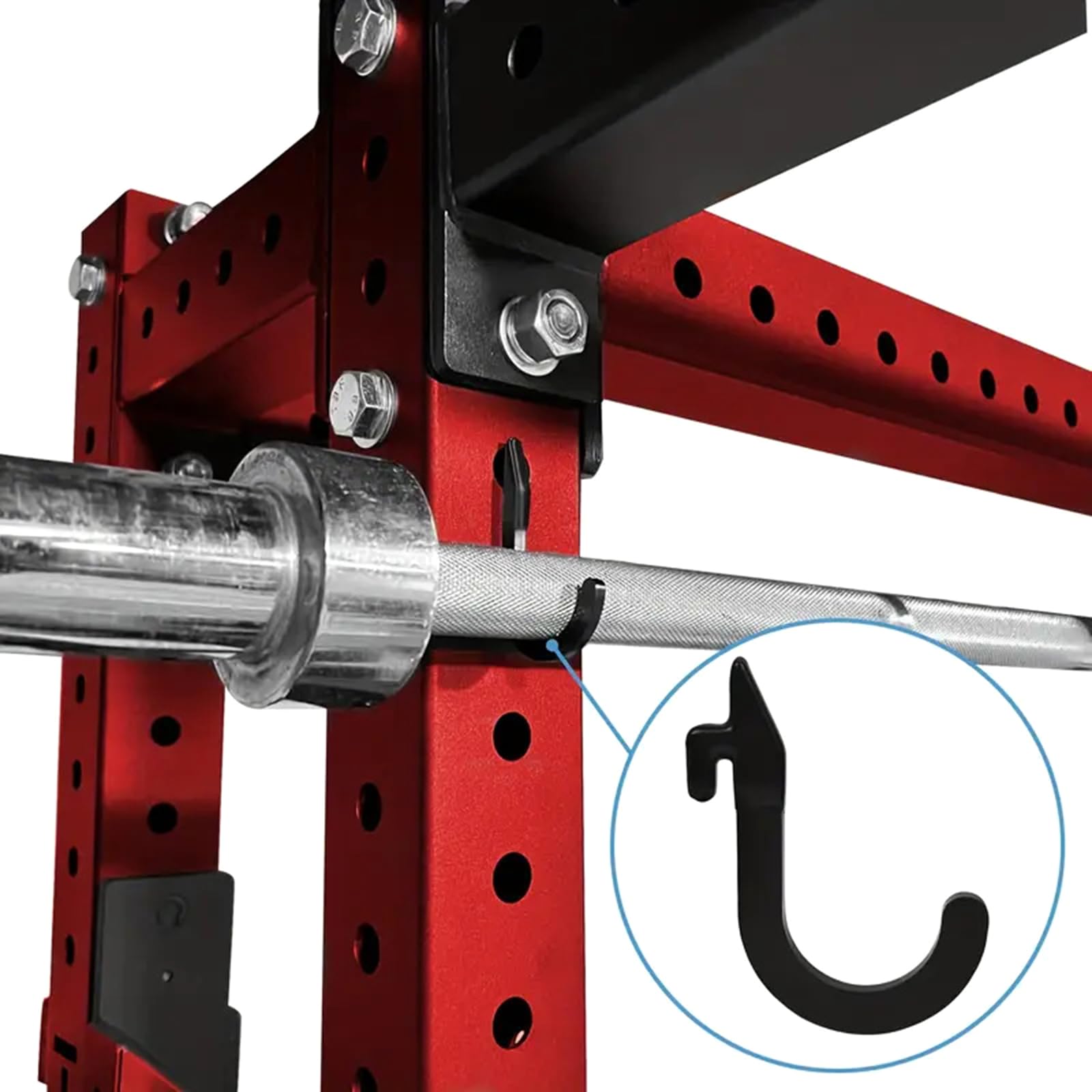 Power Rack - Gancho en forma de J compatible con estantes de 80 mm y 100 mm, configuraciones rápidas para equipos de entrenamiento de fuerza, gancho de dominadas en casa