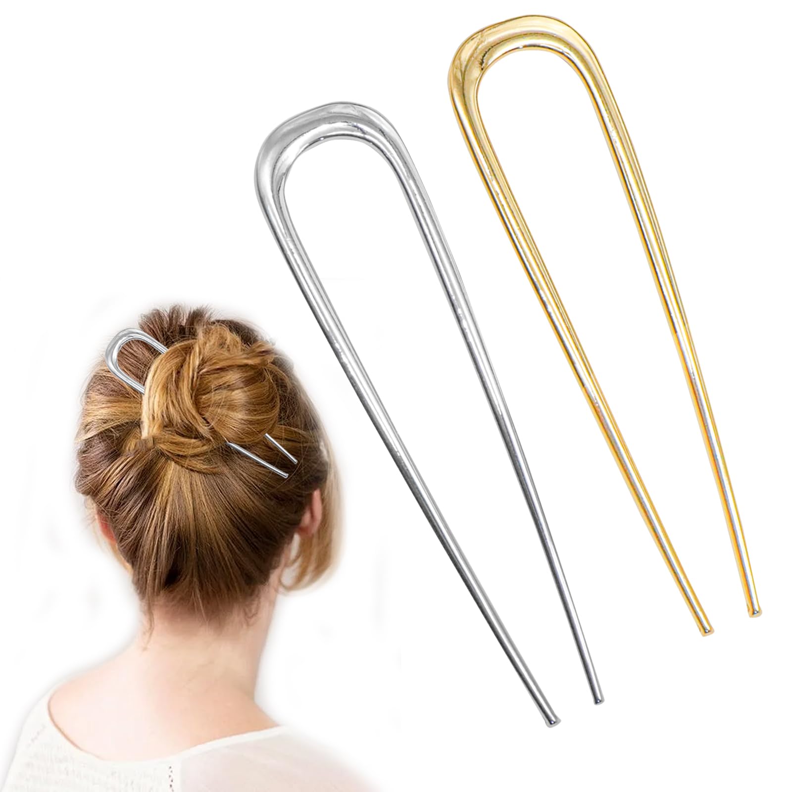 Chanaco Französische Haarnadeln Set – 15 Stück, Gold & Silber, U-förmige Haarklammern Für Dutt & Styling