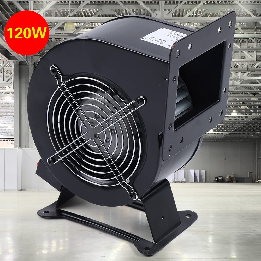 DCEHKR Small Centrifugal Blower Fan 120W Outdoor Wood Furnace Fan with Pure Copper Motor Squirrel Cage Blower Fan for Extruder Cooling, Kitchen Equipment or Duct Ventilation, 2600r/min, 196CFM