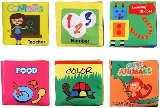 Amazon J Sterne 布本 赤ちゃんの布本無毒の柔らかい布の本セット幼児子供の教育玩具 男の子と女の子のための赤ちゃんの贈り物 6パック クリスマス 誕生日プレゼント 1歳 2歳 3歳 4歳 布のおもちゃ おもちゃ