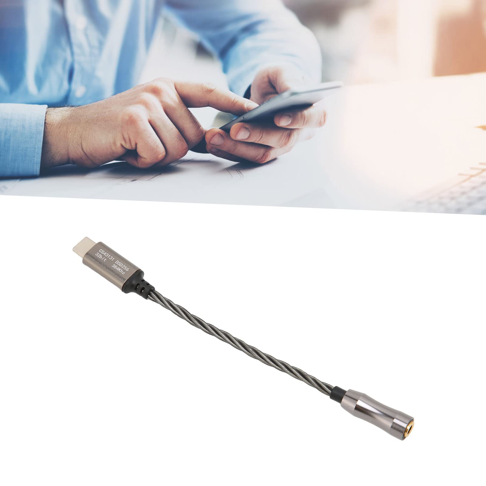 CS43131 Adattatore Amplificatore per Cuffie Chip da Tipo C a 3,5 Mm, velocità di Decodifica 32 Bit/384 KHz, per Appassionati di Musica (Grigio freddo)