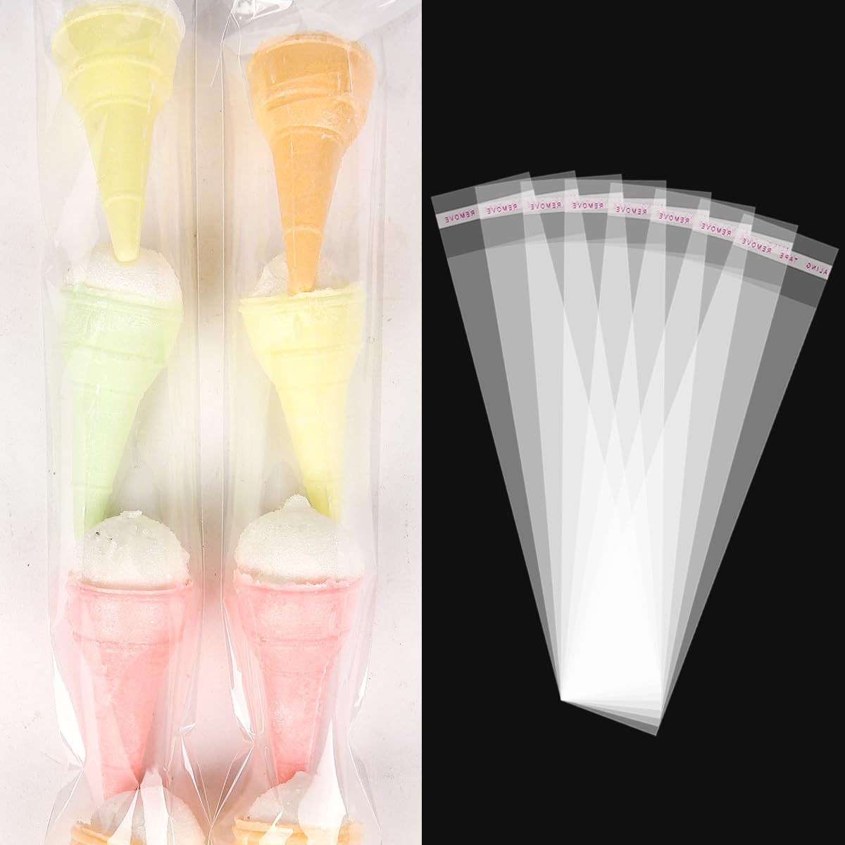 100 Pcs Self Sealing Cellophane Bags 2x10 Inches Clear Pretzel Rod Bags, Resealable Bag for Packaging ICY Candy Popsicle,Gifts, Favors, Products