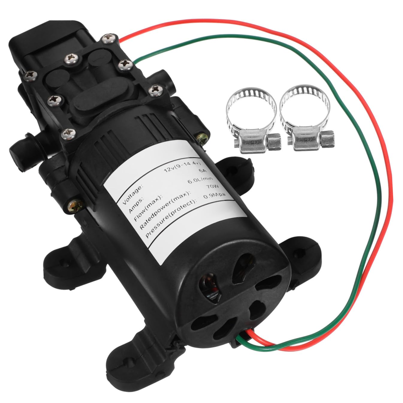 PLAFOPE Bomba de Agua Eléctrica de 12v y 70w, Mini Bomba de Agua de Plástico Negra Gran Caudal y Fácil Instalación para Transferencia y Adición de Líquidos