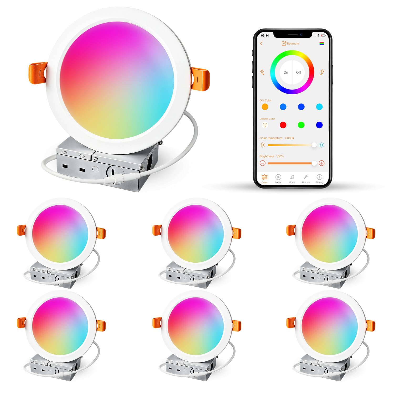 DECOLE　かぼちゃ箱（LED） iLC 6 inch LED Recessed Lighting Color Changing, Compatible with