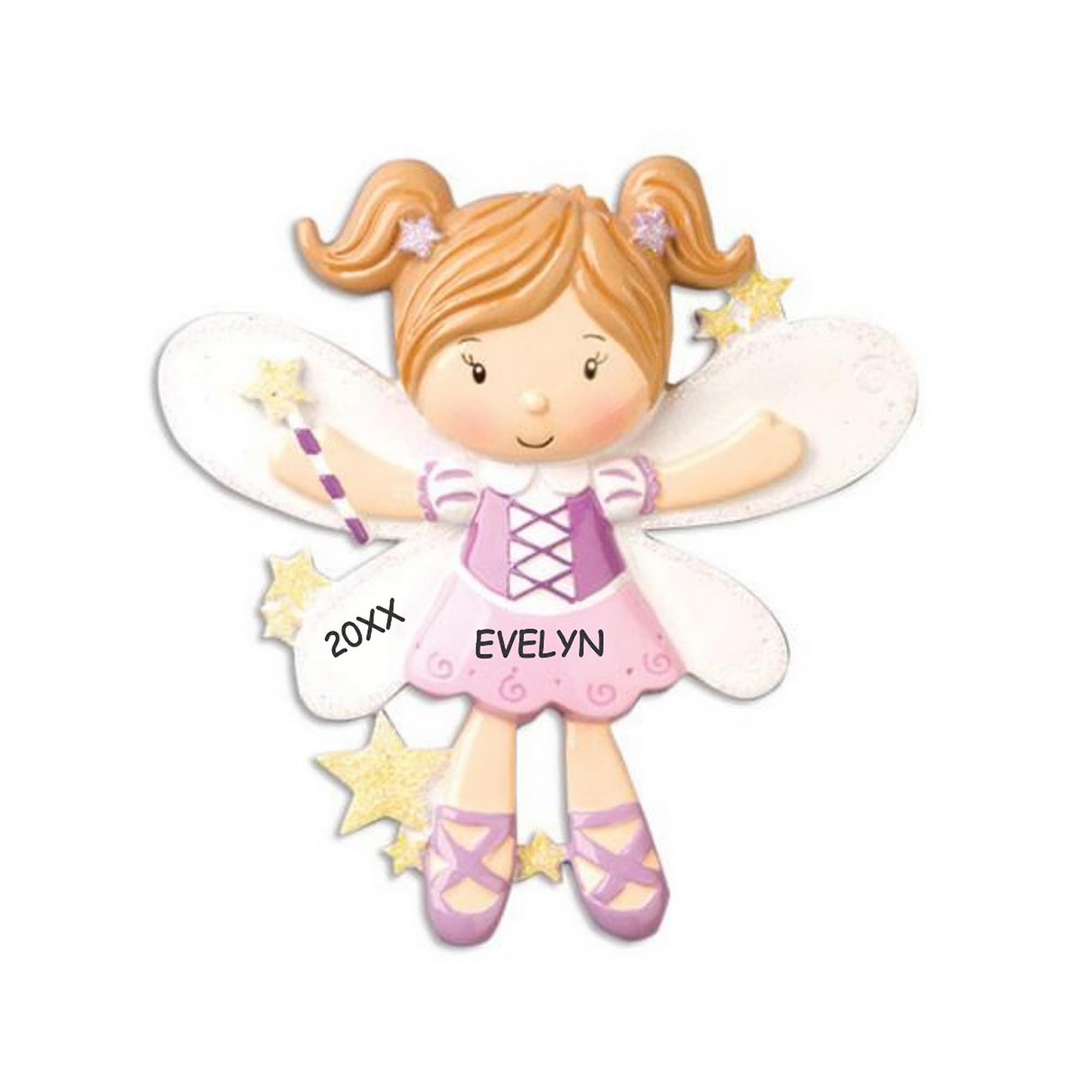 DIBSIES Personalized Girls Kids Christmas Ornament (Pink Fairy)