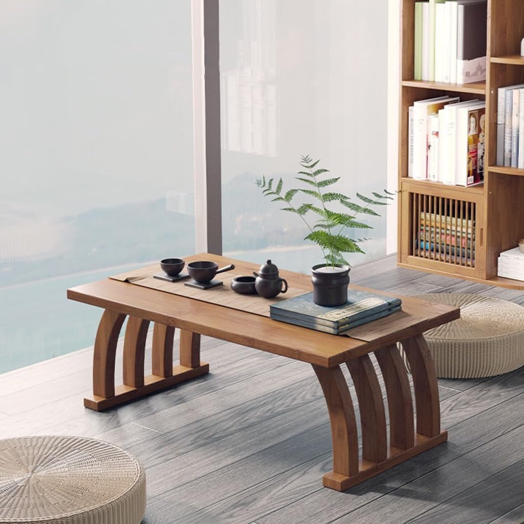 ベイウィンドウ木製テーブル、和風フロアテーブル、ヴィンテージ