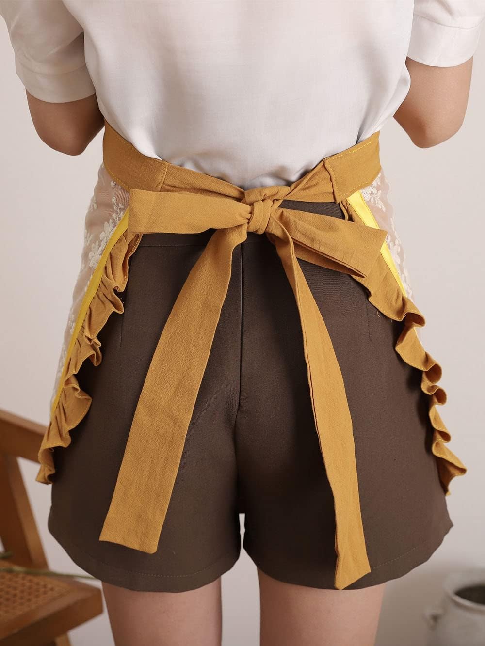 Waist Apron for women - Lovely Half Apron Cotton Lace Embroidered Server Waitress Apron Short Apron for Womens Girls - Image 4