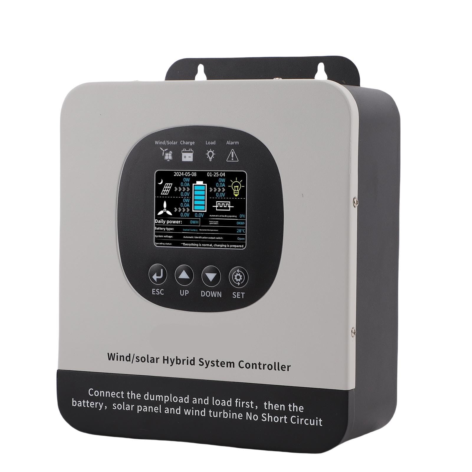 Fafeicy Hybrydowy Regulator ładowania Energii Słonecznej Wiatrowej, Regulator Metalowy z energią wiatrową 1200 W i energią słoneczną 800 W do zastosowań Domowych i na łodziach