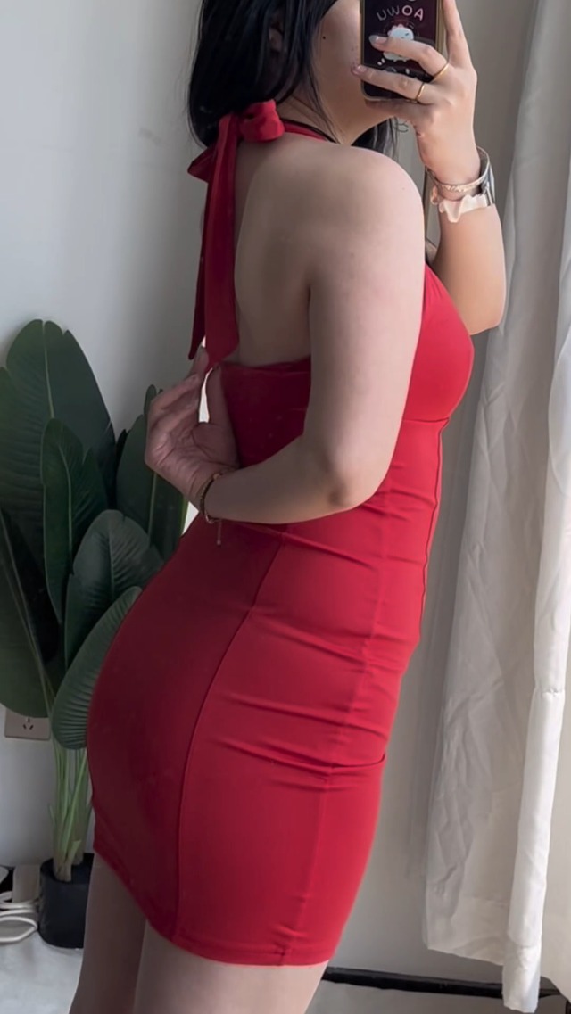 Watch Sexy Halter Deep V Neck Mini Dress on Amazon Live