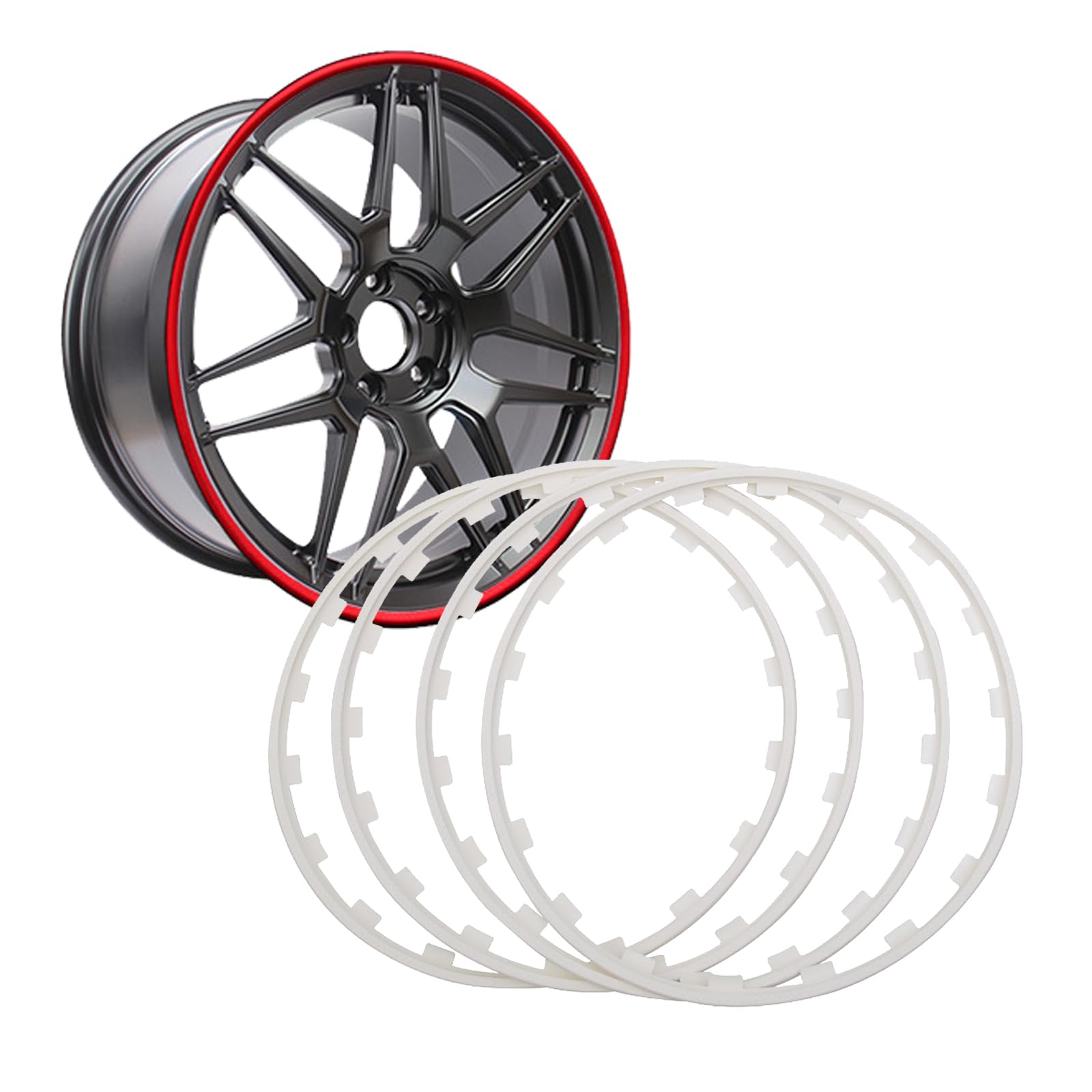 Protecteur de bord de jante de voiture blanc en nylon 17 pouces pour roues de berline