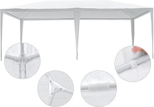 Miniatura 9 de Yescom 20 x 10 pies, color blanco para fiesta de boda al aire libre, patio, toldo cerrado con toldo extraíble de pared lateral, refugio solar