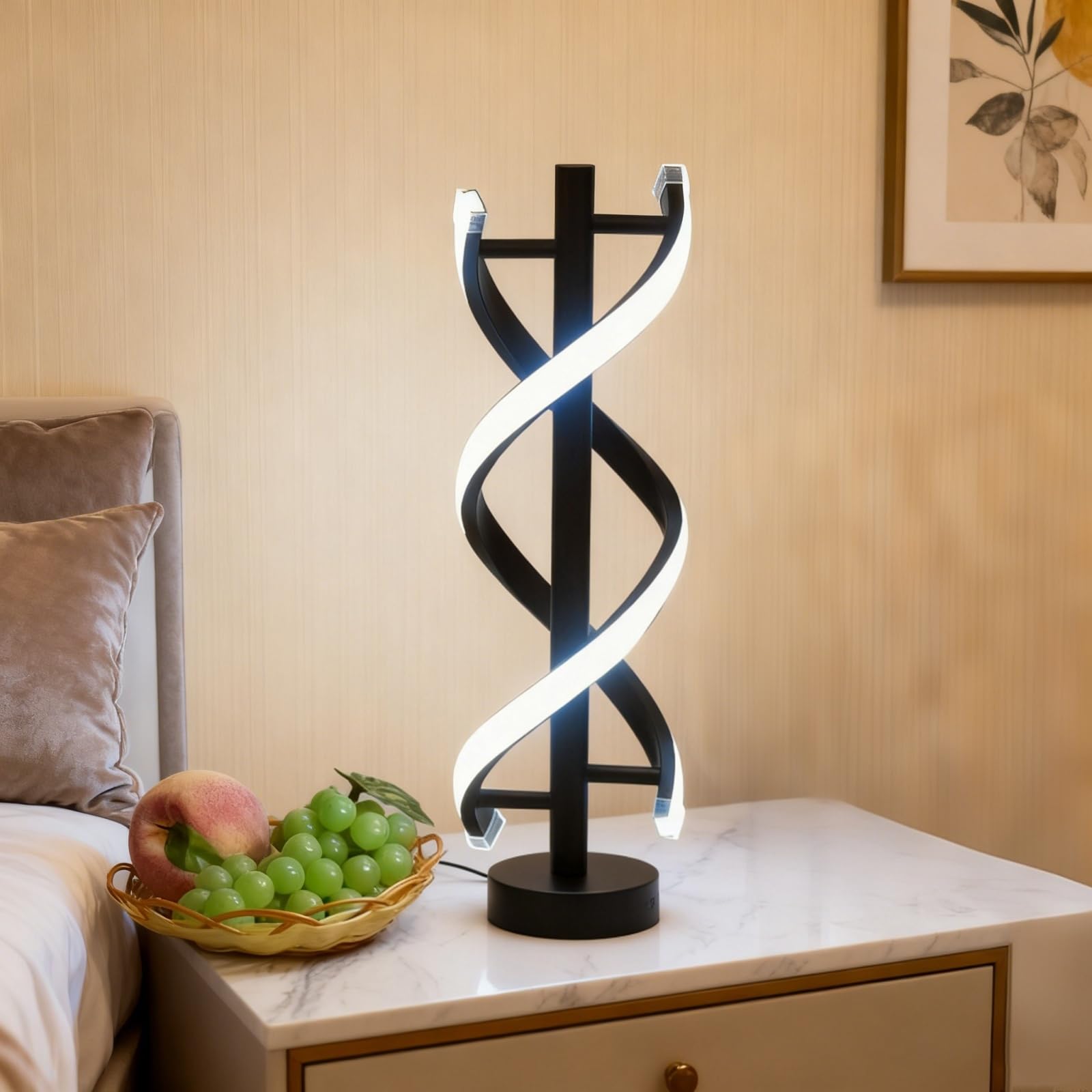 Modern Led Table Lamp Unique Nightstand Dimmable Spiral Desk Lamps with 3 Color Levels for Bedside Bedroom & Living Room Office Book Store Art Wall Decor — image 1