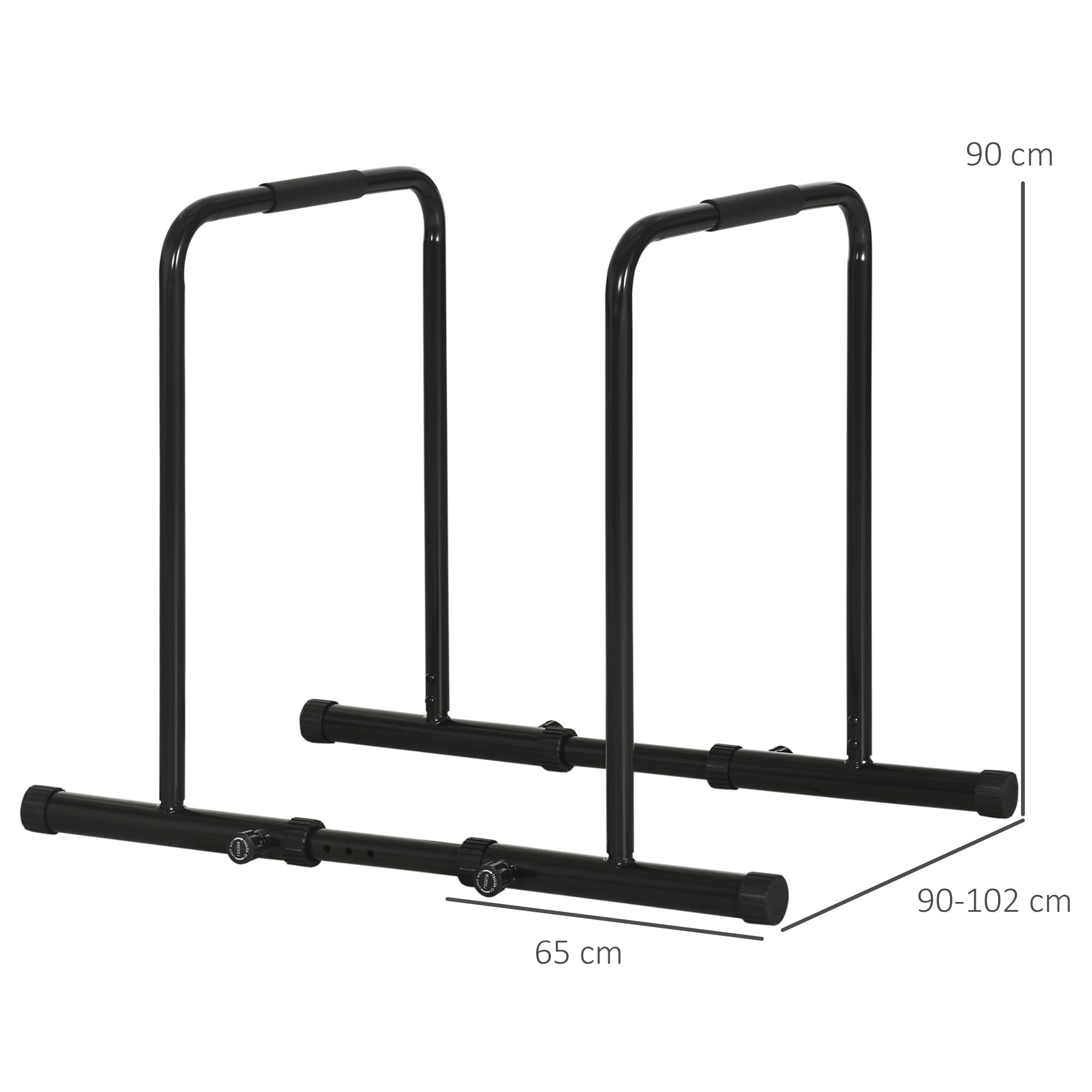 SPORTNOW Barra per Dip in Acciaio ad Altezza Regolabile con 6 Lunghezze Regolabili, 90-102x65x80-90 cm, Nera