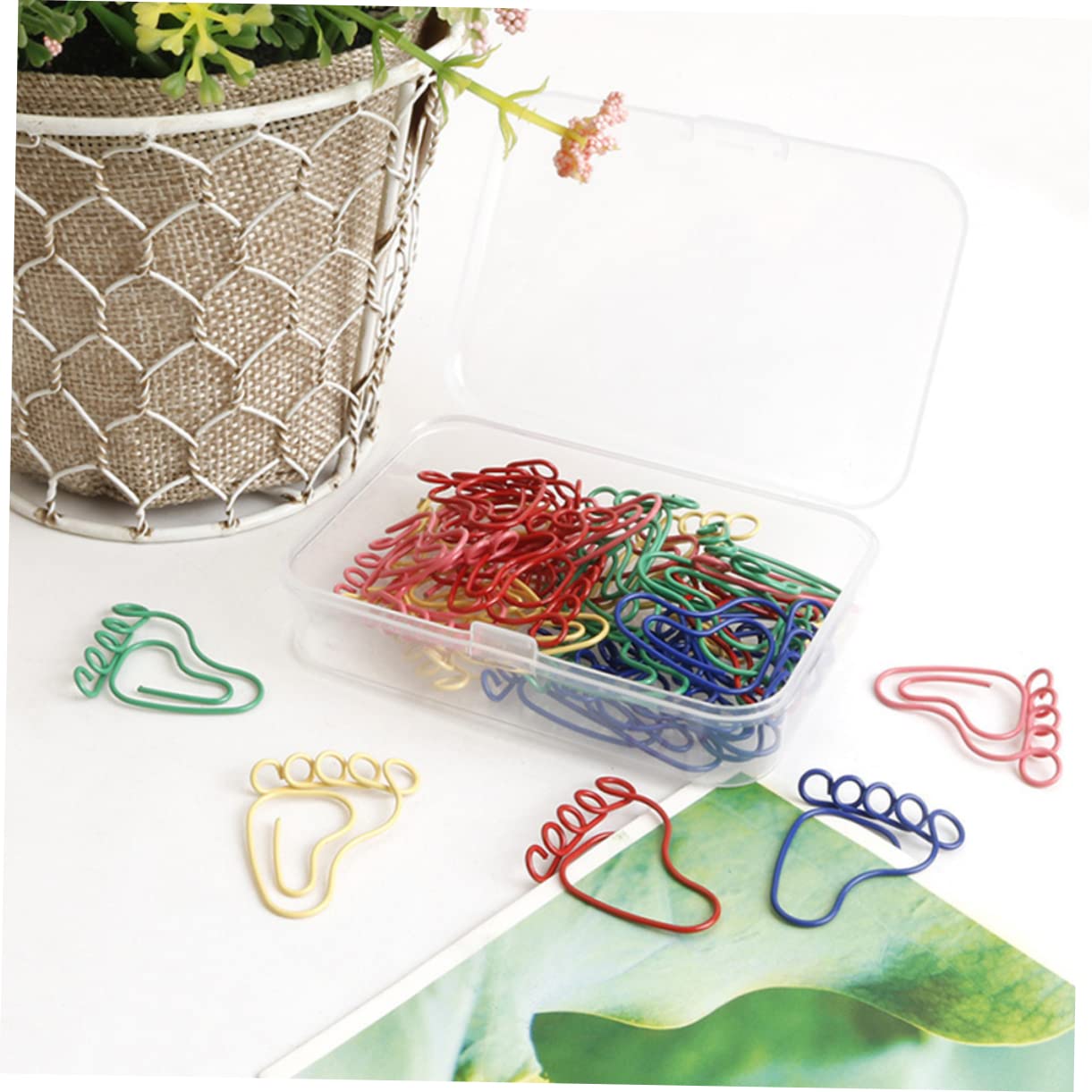 120 Piezas Clip De Papel De Pies Pequeños Pinzas Para Bloc De Agenda Clips De Papel Surtidos Clips De Papel En Forma De Pie Clips De La Carpeta Nota Clips Metal SHINEOFI