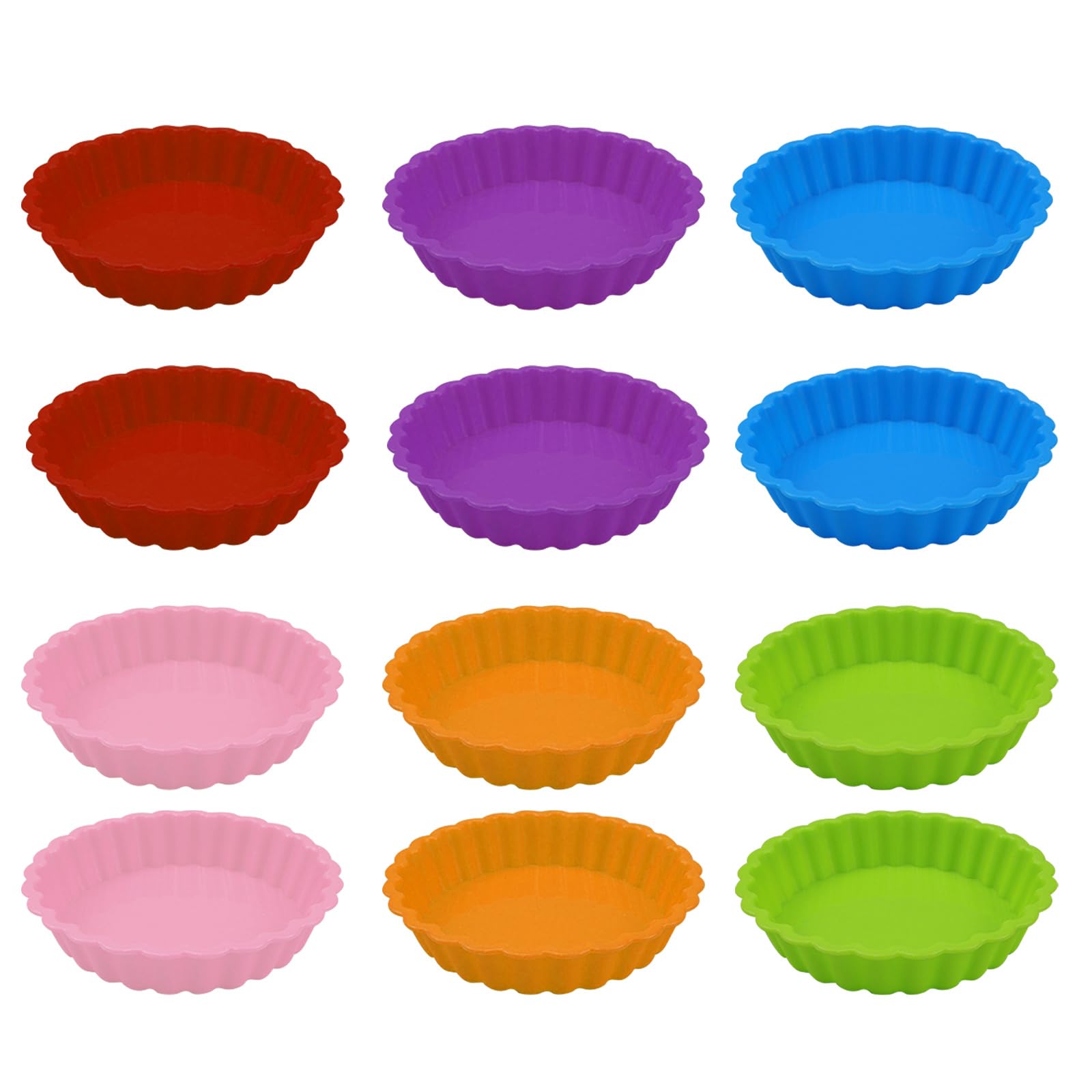 12 sztuk wielokrotnego użytku silikonowa forma do tarty 11 cm, nieprzywierająca silikonowa forma do tarty do ciast, foremka do ciast, silikonowa forma do ciasta Quiche tarta