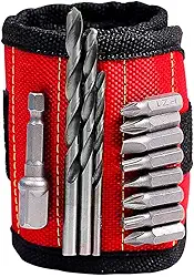 Pulseira Magnética Profissional, Vermelha e Preta, Algodão, Suporte para Pregos e Parafusos, Ajustável com Velcro, para Ferramentas Metálicas