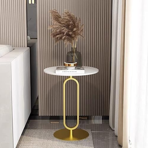 Miniatura 8 de Gdrasuya10 Mesa auxiliar de mármol dorado, mesa auxiliar redonda blanca para sofá, mesa auxiliar moderna, para sala de estar, balcón, oficina,